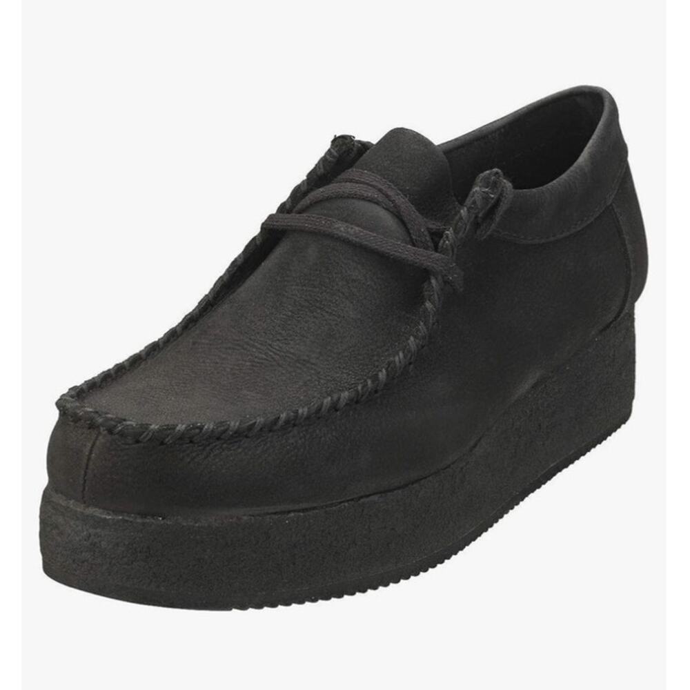 Clarks Originals Wallcraft Lo Womens Size 9.5 New Black Nubuck Platform Moccasin
